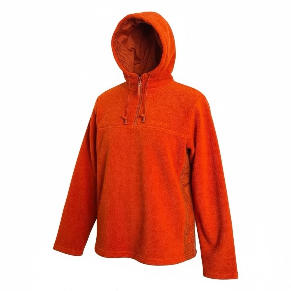 Vintage American Eagle Hoodie Mens M Orange Sweatshirt Fleece Quarter Zip